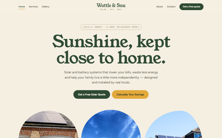 The Wattle & Sun example website